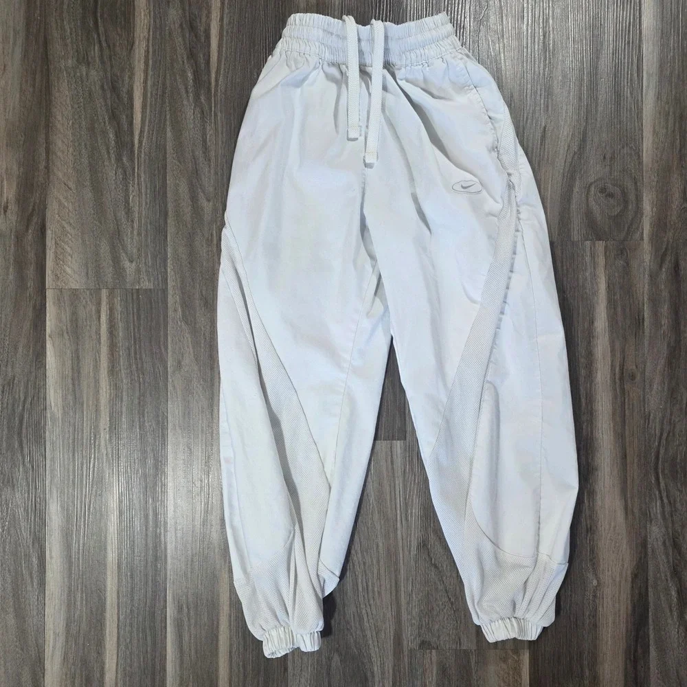 Nike Kids White Mesh Panel‎ Track Pants Joggers Woven Drawstring S 0720